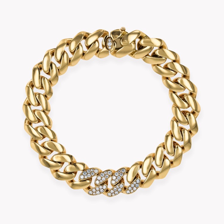 Fusion Polished Curb Link and 0.757ct Diamond Bracelet (21cm) Brilliant Cut Pave Set_2