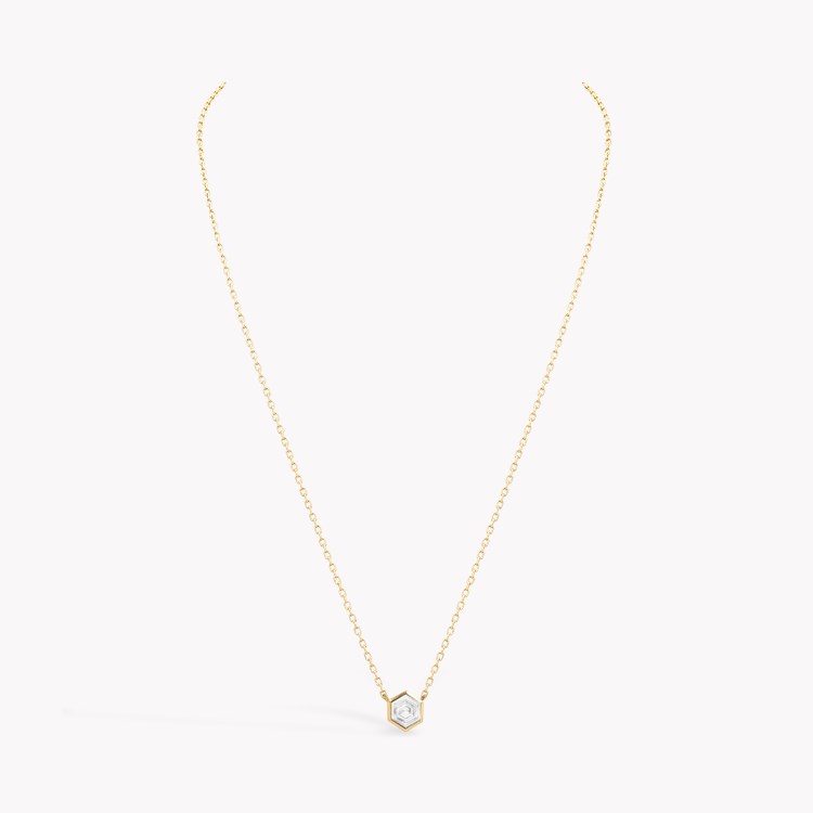 Honeycomb 0.80ct Diamond Solitare Pendant Hexagonal Cut, Rubover Set_2