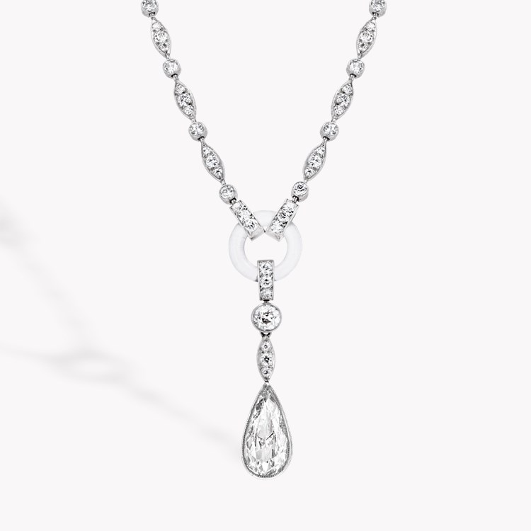 Art Deco Rock Crystal and Diamond Necklace   14.19ct in Platinum