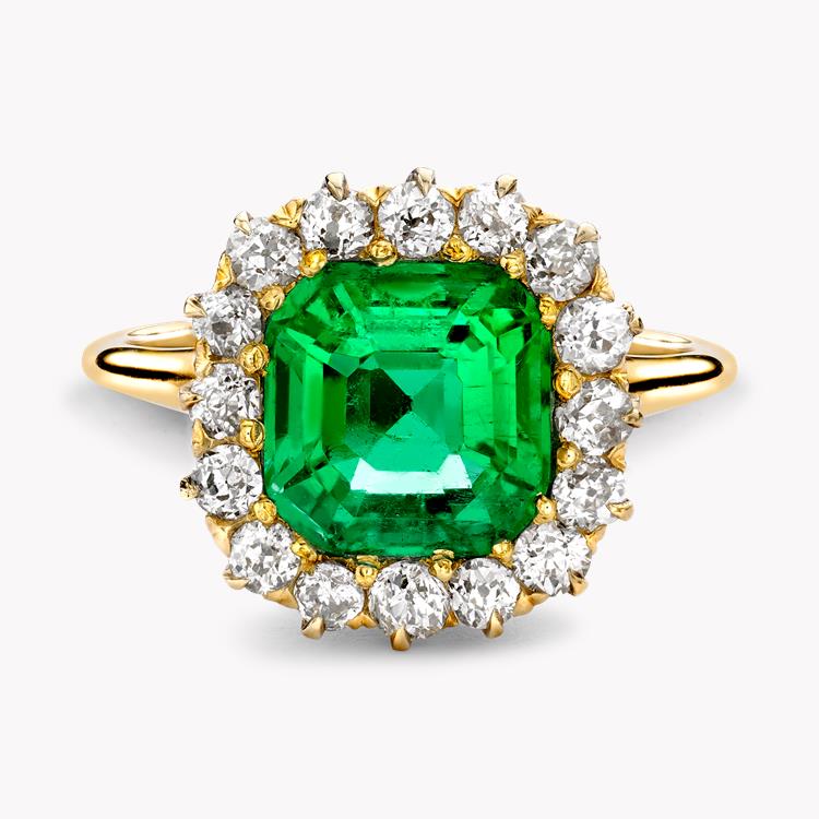 Colombian Emerald & Diamond Ring 3.19CT in 18ct Yellow Gold Square and Old Cut, Claw Set_2