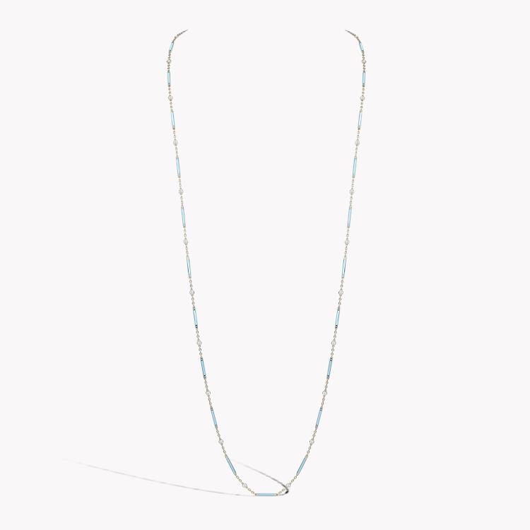 Brilliant Cut Diamond Necklace 1.92CT in Yellow Gold Long Necklace with Turquoise Enamel_2
