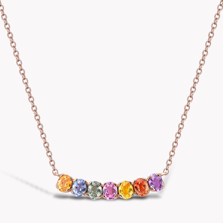 Rainbow Fancy Sapphire Line Pendant   1.70ct in 18ct Rose Gold