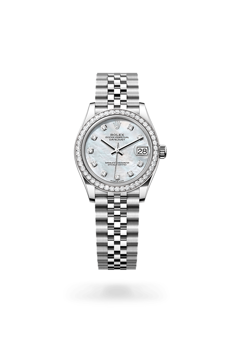Datejust 31, Oyster, 31 mm, Oystersteel, white gold and diamonds