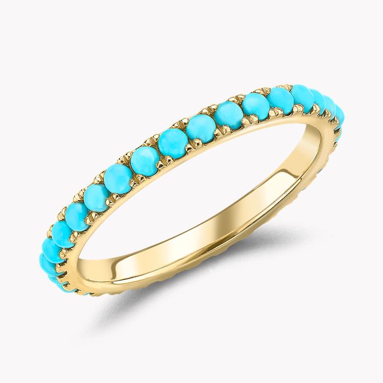 Rosa De La Cruz Turquoise Stacking Ring 0.89CT in Yellow Gold Claw Set_1