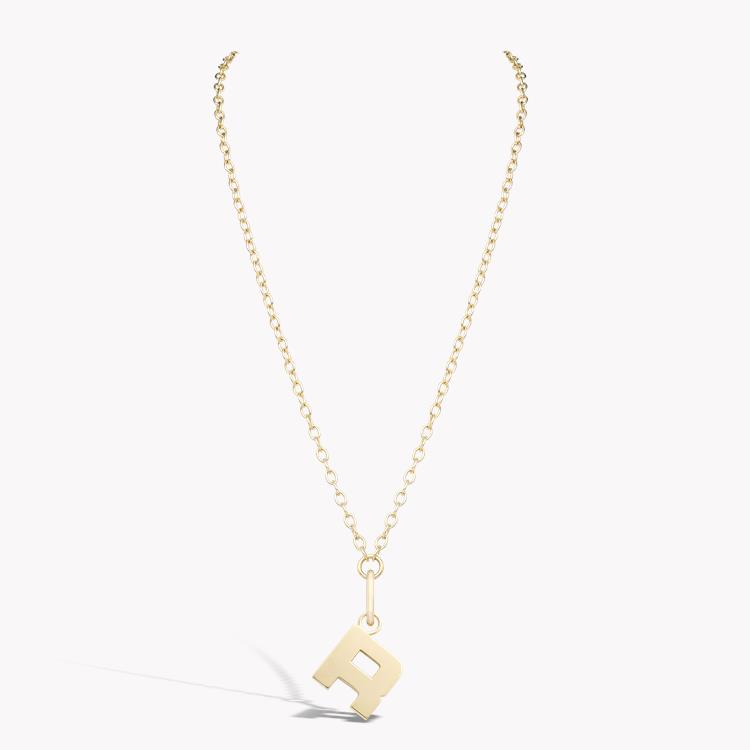 Medallion Letter R Pendant Charm  in 18ct Yellow Gold _2