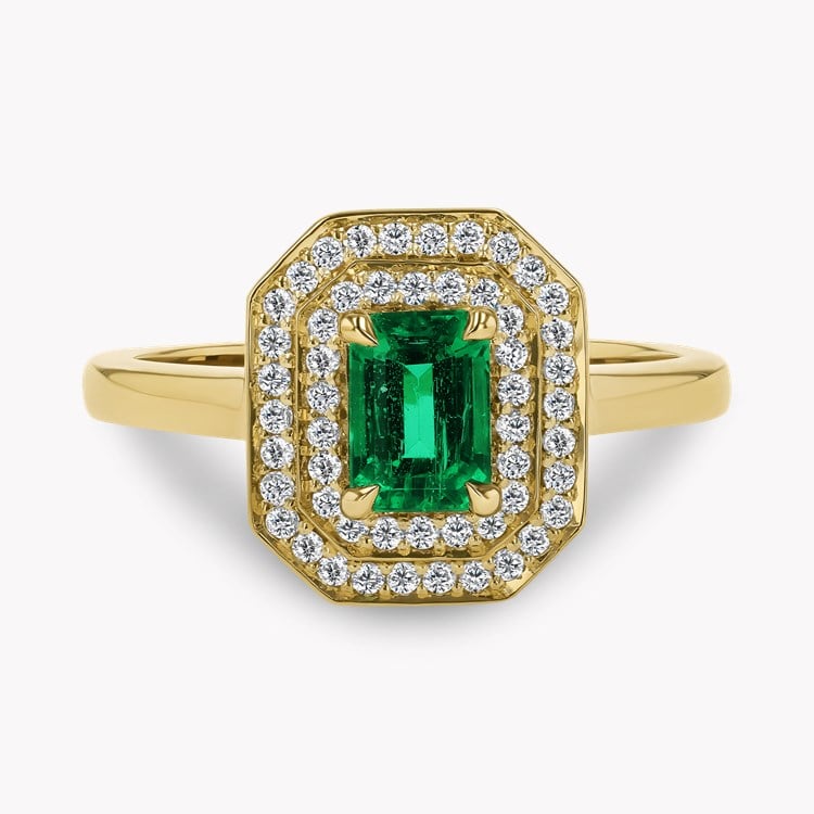Octagonal Cut 0.62ct Emerald and Diamond Cluster Ring Octagonal Cut, Claw Set_2