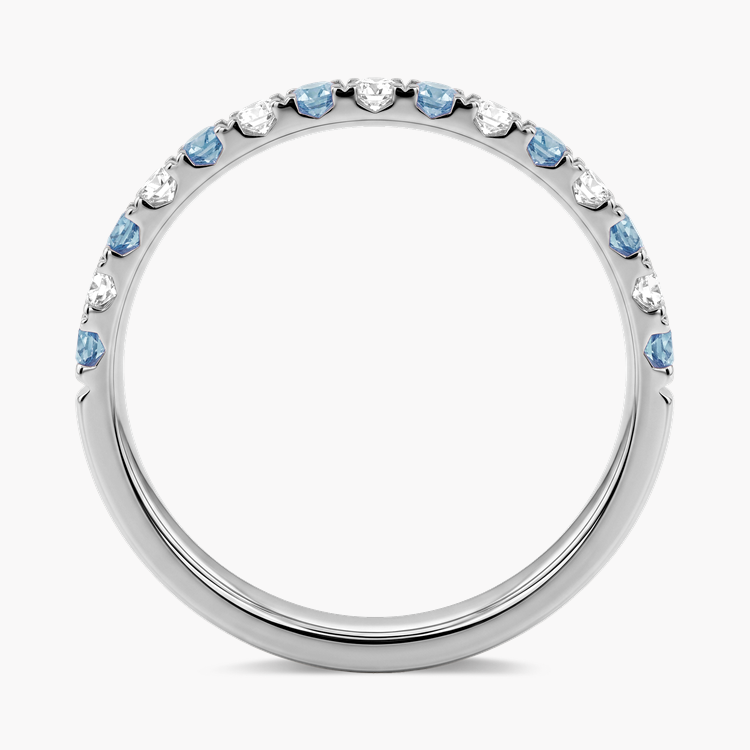 Brilliant Cut Aquamarine and Diamond Half Eternity Ring Brilliant cut, Claw set_3