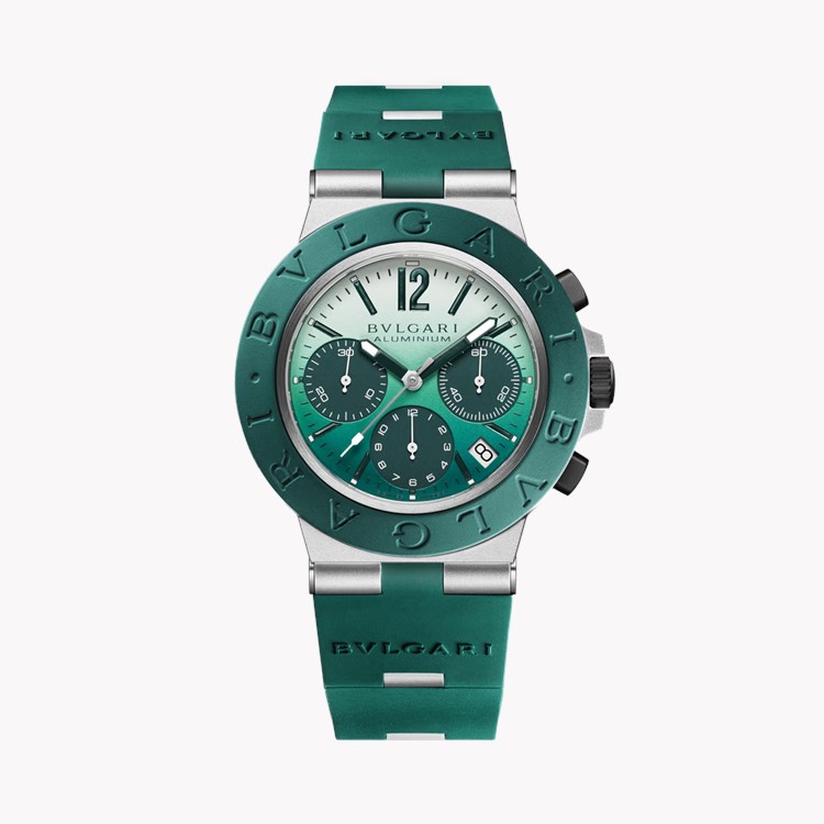 Bvlgari Aluminium 40mm, Green Dial, Arabic/Baton Numerals_1