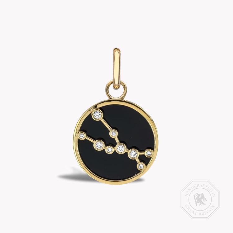 Constellation Diamond and Black Onyx Taurus Pendant Charm Brilliant Cut, Rubover Set_1