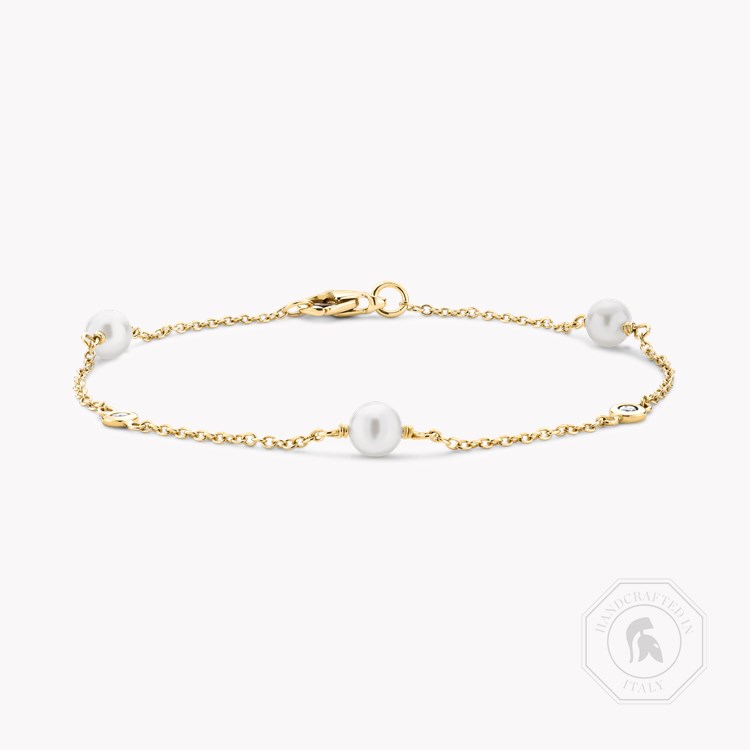 Sundance Pearl and Diamond Bracelet Brilliant Cut, Rubover Set_1