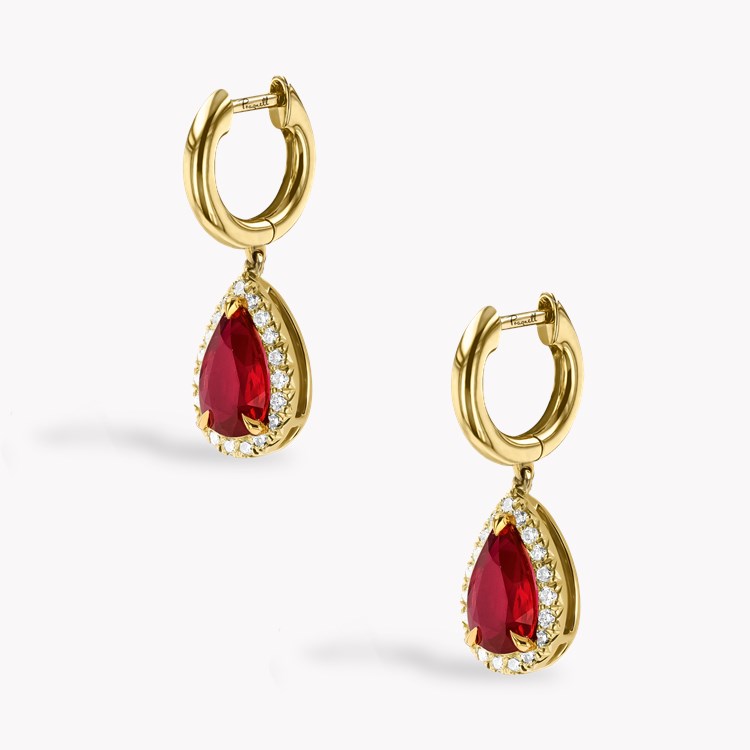Pear Shaped 2.50ct Ruby and Diamond Drop Earrings Pear Shaped, Claw Set_3