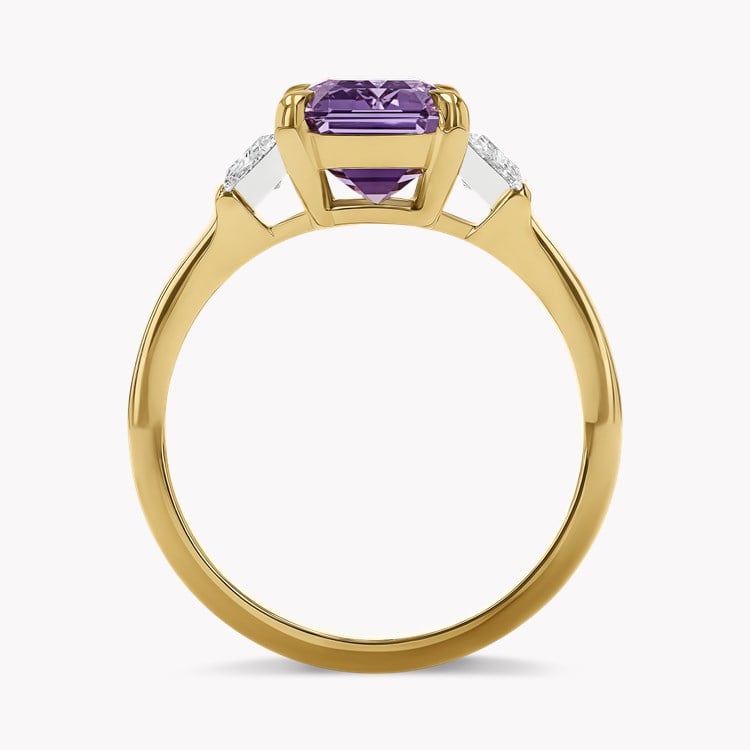 4.52ct Sri Lankan Violet Sapphire and Diamond Three Stone Ring Octagon Cut, Claw Set_3