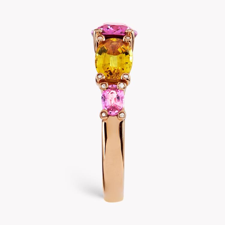 Rainbow Fancy Sapphire Five Stone Ring Oval Cut, Claw Set_4
