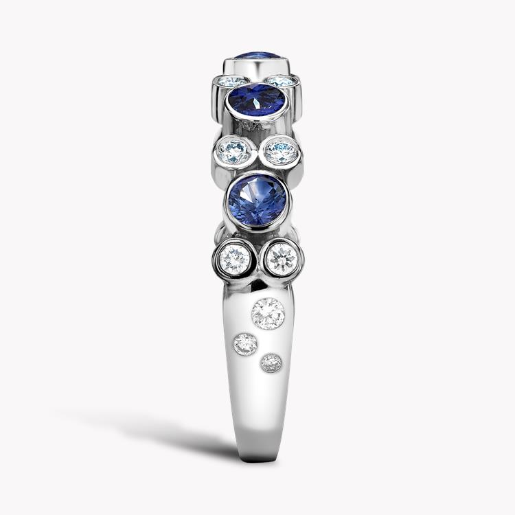 Bubbles Blue Sapphire and Diamond Half-Eternity Ring Brilliant Cut, Rubover Set_4