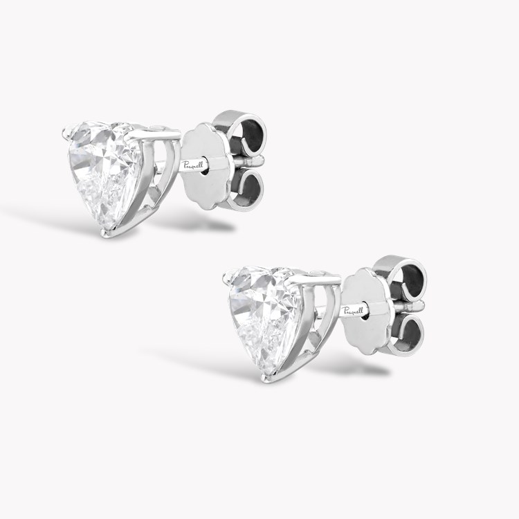 Heart Shaped 3.02ct Diamond Stud Earrings Heart Cut, Claw Set_2