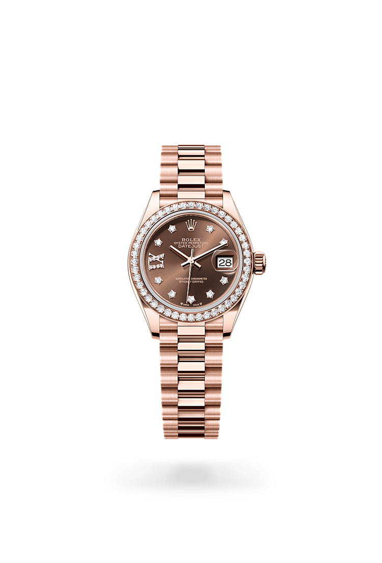 Lady-Datejust, Oyster, 28 mm, Everose gold and diamonds