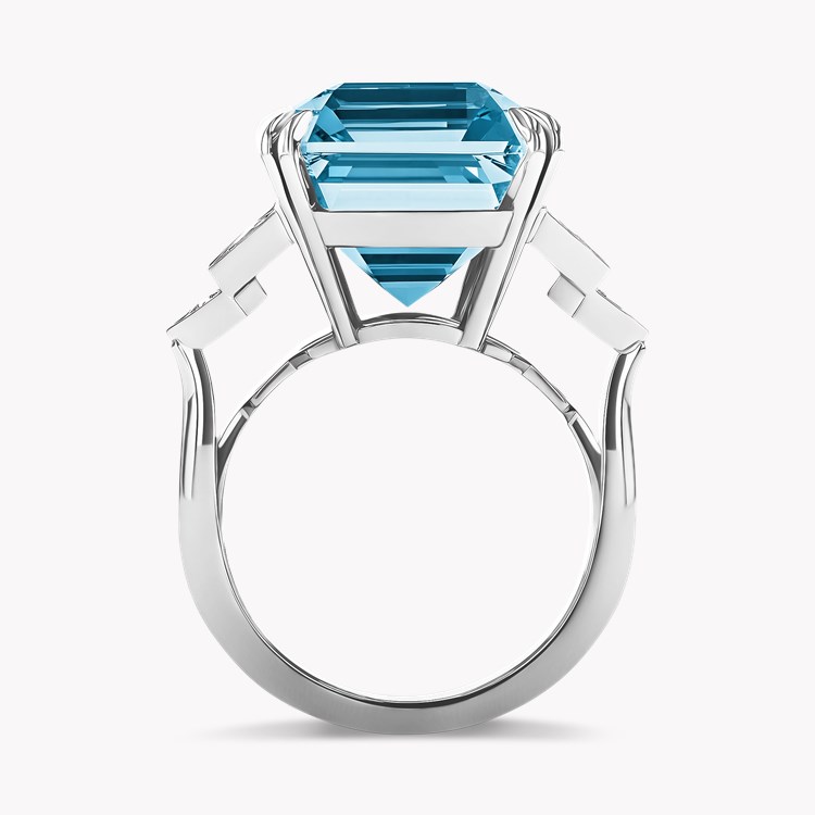 Lukusuzi Aquamarine and Diamond Ring Emerald Cut, Claw Set_3