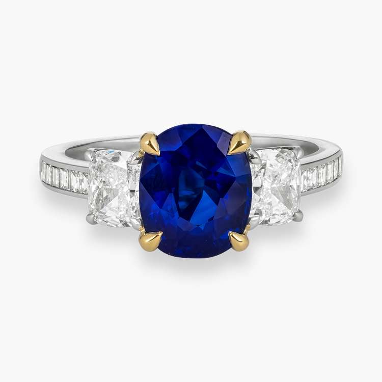 Cushion Cut 2.53ct Sapphire and Diamond Ring Cushion Cut, Claw Set_2