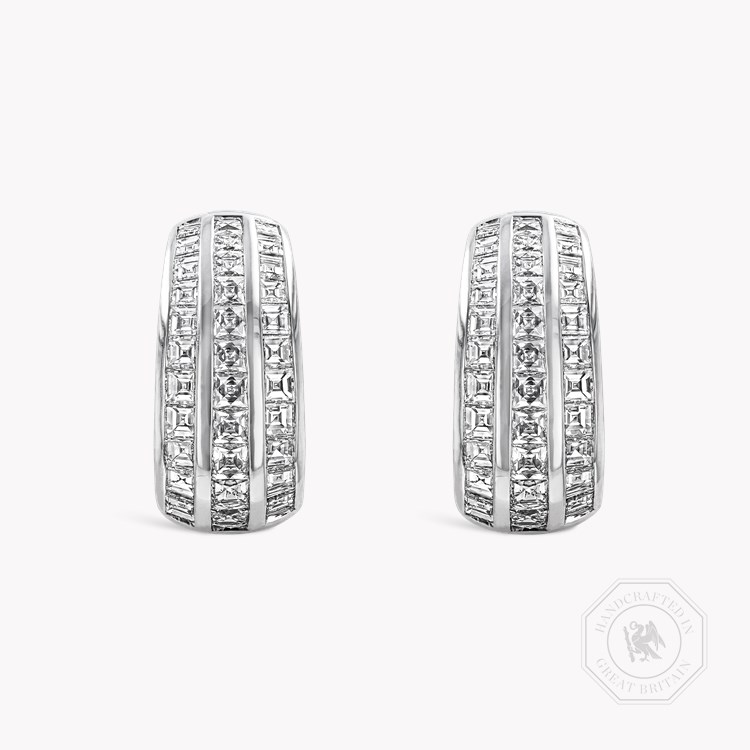 Manhattan Three Row Huggie Earrings Carre Cut, Channel Set_1