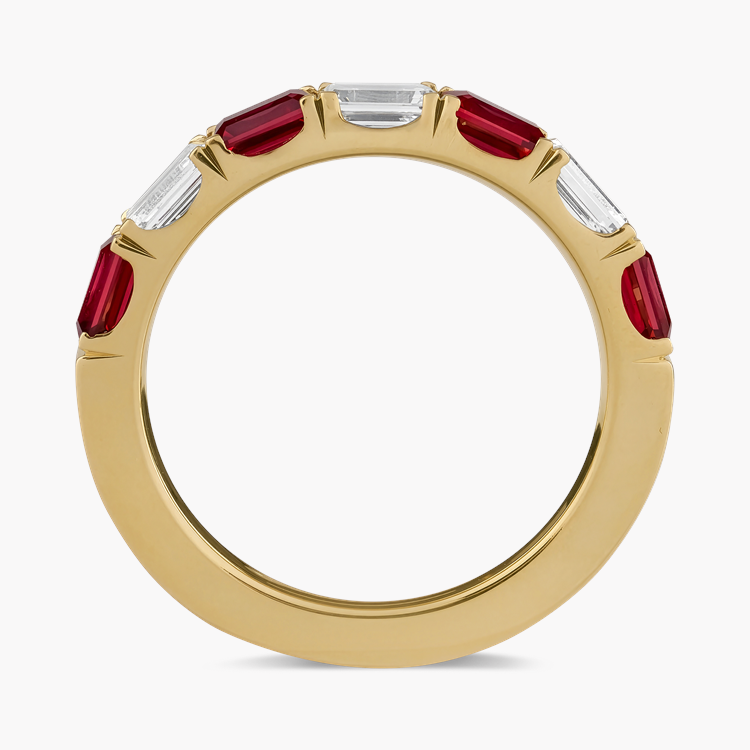 Emerald Cut 1.40ct Ruby and Diamond Half Eternity Ring Emerald Cut, Claw Set_3