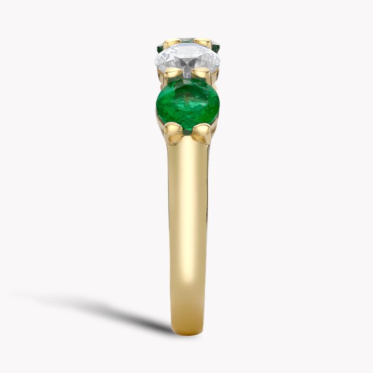Five Stone Emerald and Diamond Ring  1.50ct in Yellow Gold Round & Brilliant Cut, Claw Set_4