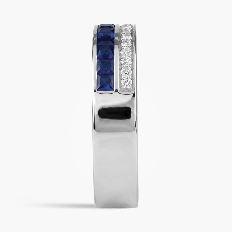Princess Cut 0.75ct Sapphire and Diamond Half Eternity Ring Princess & Brilliant Cut, Claw Set_4
