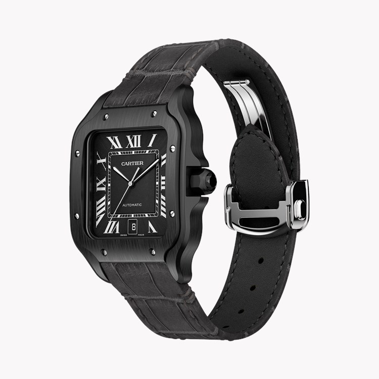 Cartier Santos de Cartier 39.8mm, Black Dial, Roman Numerals_3