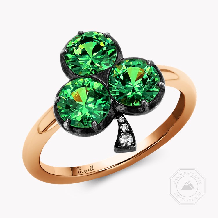 Three Leaf Clover Garnet Ring Brilliant cut, Claw set_1