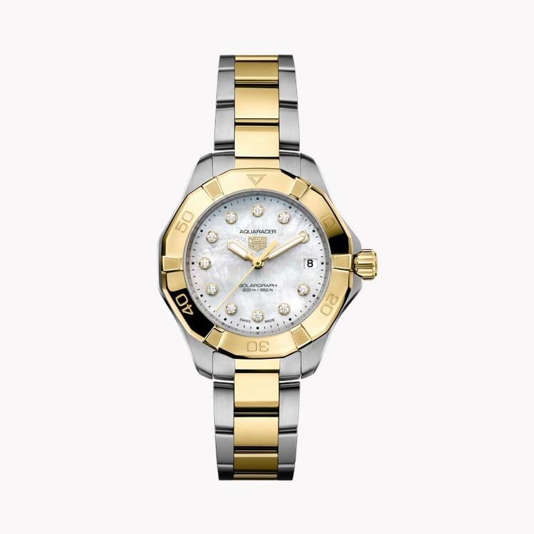 Tag Heuer Aquaracer Professional 200 Solargraph 34mm, Mother of Pearl Dial, Diamond Numerals_1
