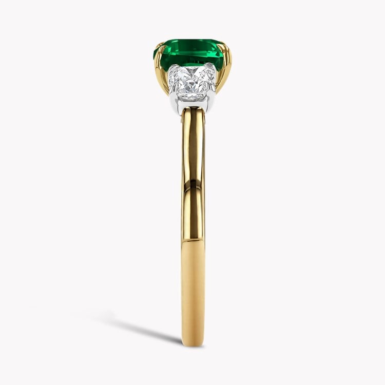 Cushion Cut 1.74ct Zambian Emerald and Diamond Three Stone Ring Modern Cushion Cut, Claw Cut_4