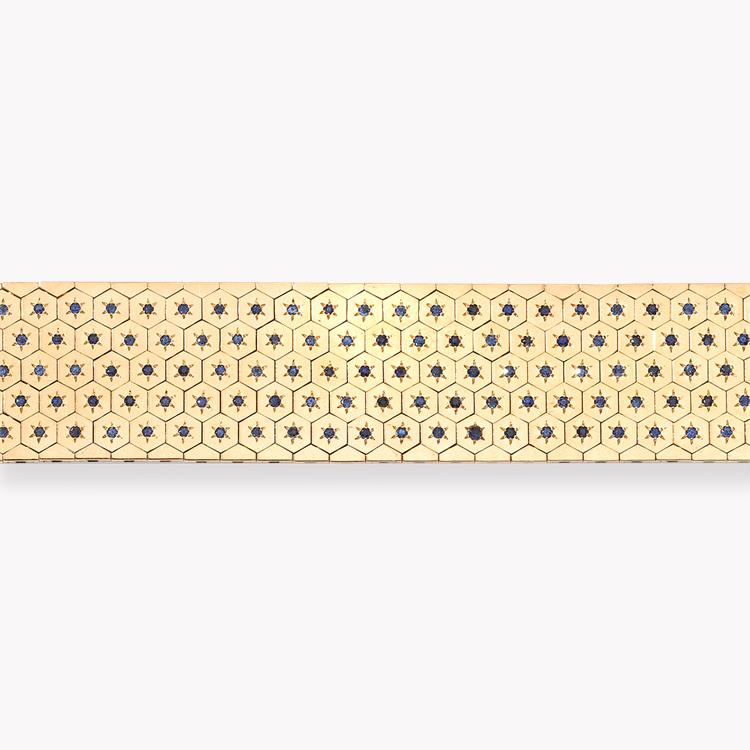 Retro Sapphire Buckle Bracelet Brilliant Cut Sapphire Honeycomb Bracelet_2