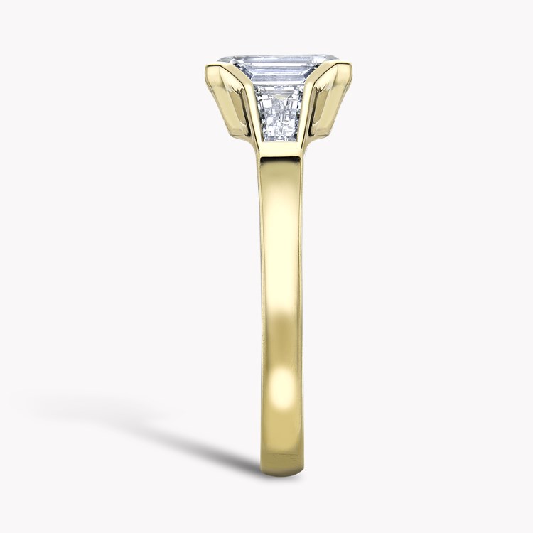 Emerald Cut Diamond Kingdom Ring 2.18CT in Yellow Gold Rubover Set with Diamond Shoulders_4