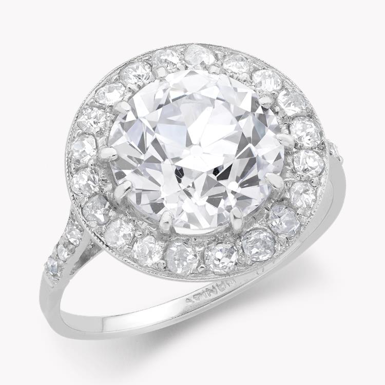 Edwardian Diamond Cluster Ring  3.65CT in Platinum Old Cut Diamond Ring with Diamond Surround_1