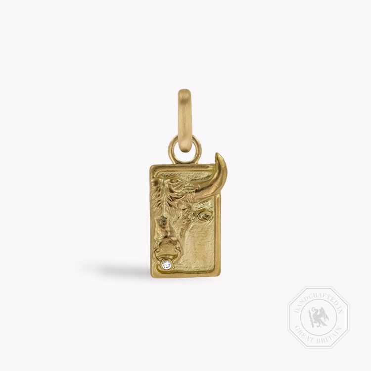 Zodiac Diamond Taurus Pendant Charm Brilliant Cut, Rubover Set_1