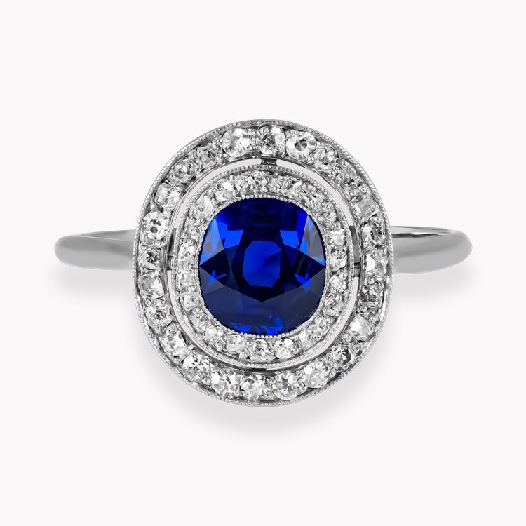 Oval Cut Sapphire and Diamond Target Ring Oval Cut, Millegrain Set_2