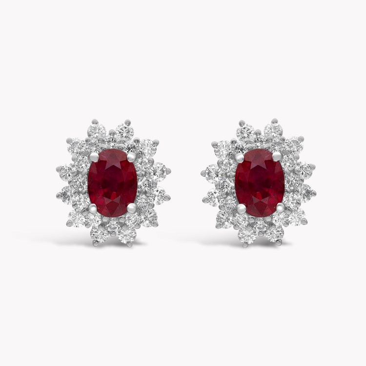 Oval Ruby and Diamond Earrings Oval & Brilliant Cut, Claw Set_1