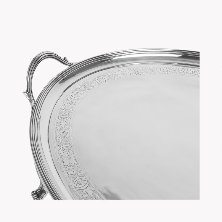 Silver Oval Two Handle Tray Hallmarked London_4