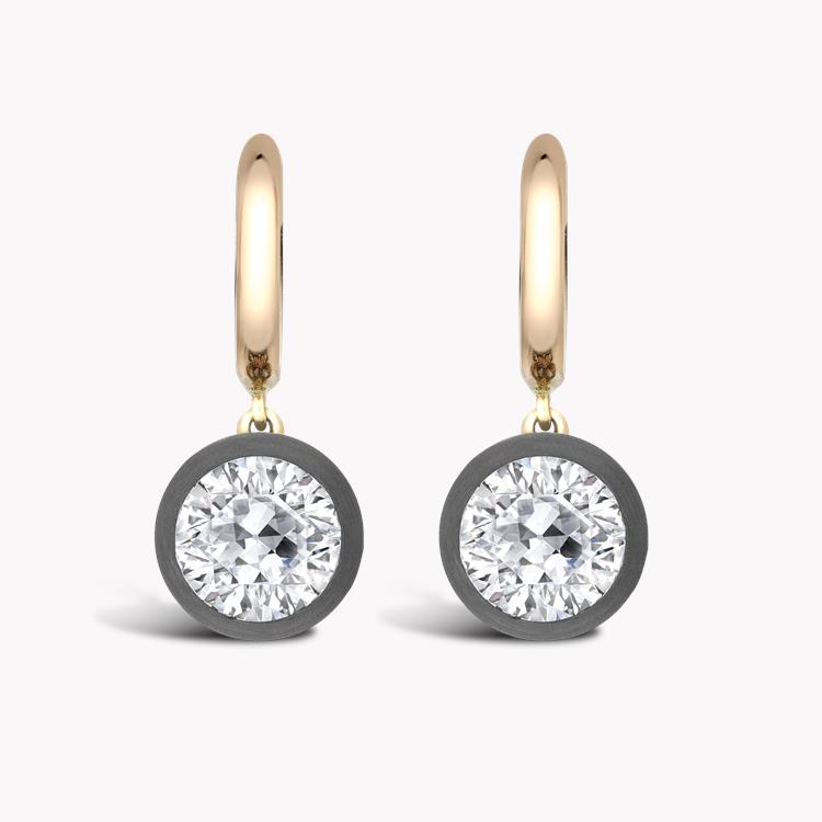 Diamond Drop Hoop Earrings 2.81CT in Rose Gold & Silver Brilliant Cut Diamonds, with Rose Gold Hoops_2