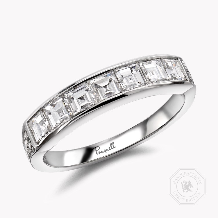 Antrobus Diamond 7 Stone Ring Carré Cut, Rub Over Set, Diamond Shoulders_1