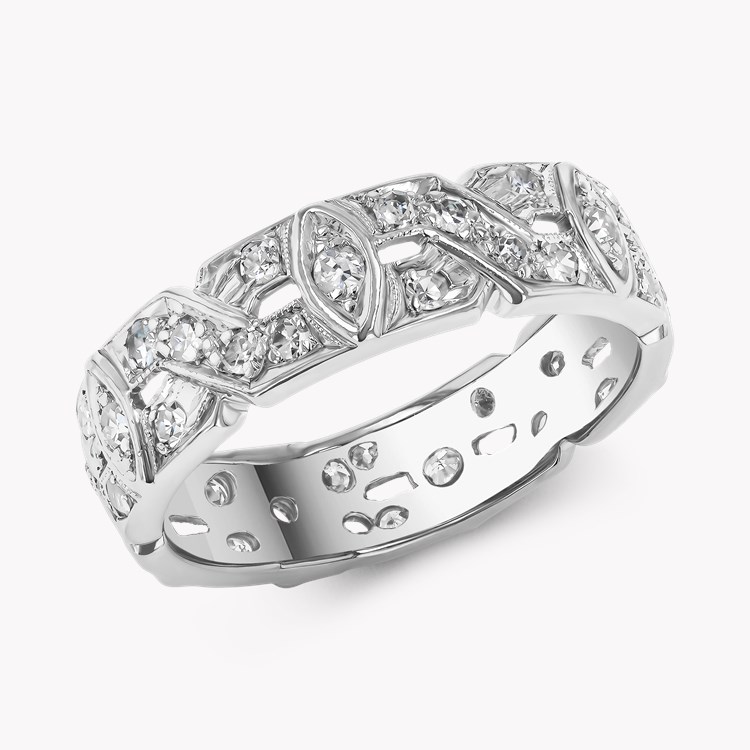 Art Deco Old Cut 0.90ct Diamond Band Ring Old cut, Pavé Set_1