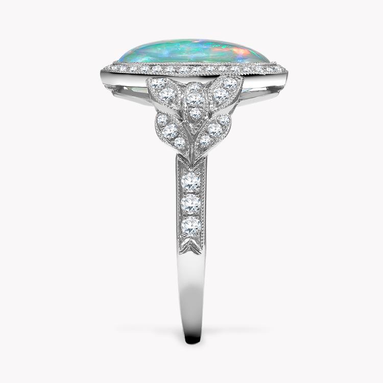 Oval Cut Opal Ring 2.74CT in Platinum Cluster Ring with Diamond Shoulders_2