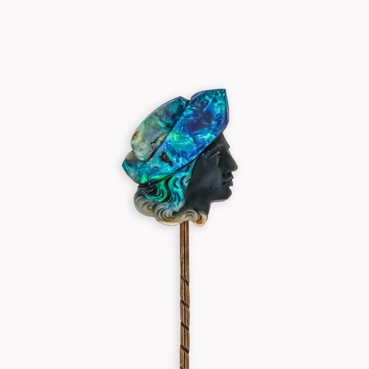 Victorian Opal Renaissance Cameo Stick Pin Carved_2