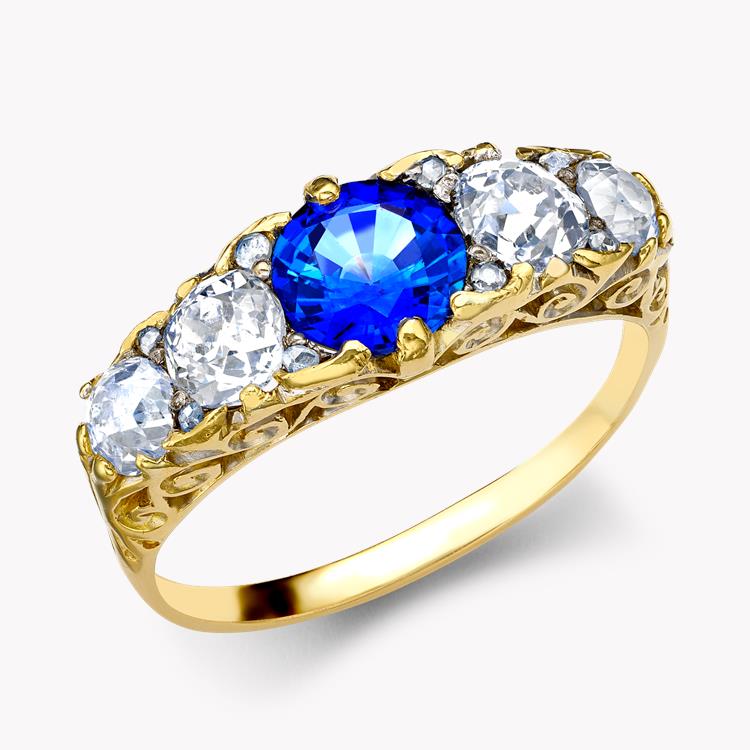 Brilliant Cut Sapphire and Diamond Ring 0.97CT in 18CT Yellow Gold Brilliant Cut, Five-Stone, Claw Set_1