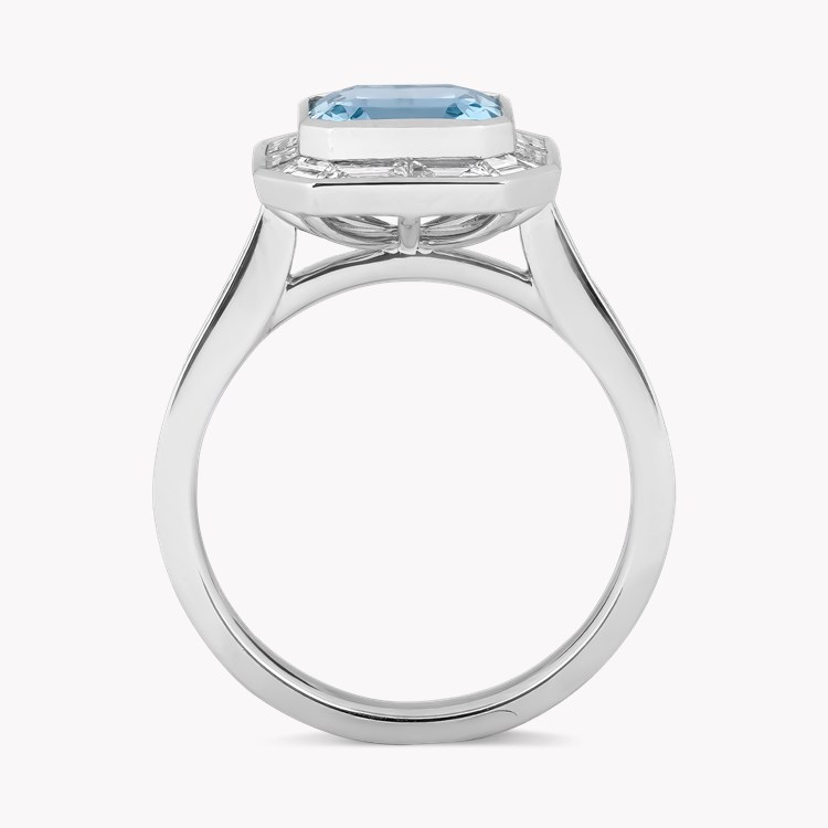 Asscher Cut 1.90ct Aquamarine and Diamond Ring Asscher & Baguette Cut, Rubover Set_3