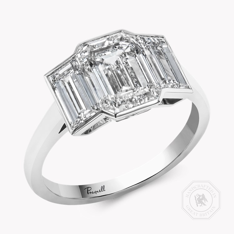 Kingdom 3.58ct Diamond Three Stone Ring Emerald Cut, Rubover Set_1