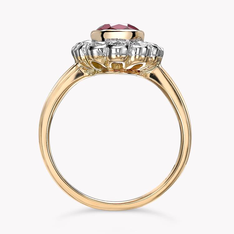 Red Spinel Ring 2.19CT in Yellow & White Gold Oval Cut Cluster Ring, with Diamond Surround_2
