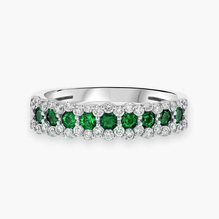 Emerald and Diamond Eternity Ring Brilliant Cut, Half Eternity, Claw Set_2