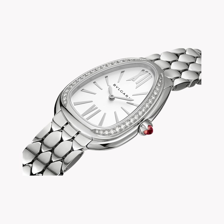 Bvlgari Serpenti Seduttori 33mm, White Silver Dial, Baton & Roman Numeral_2