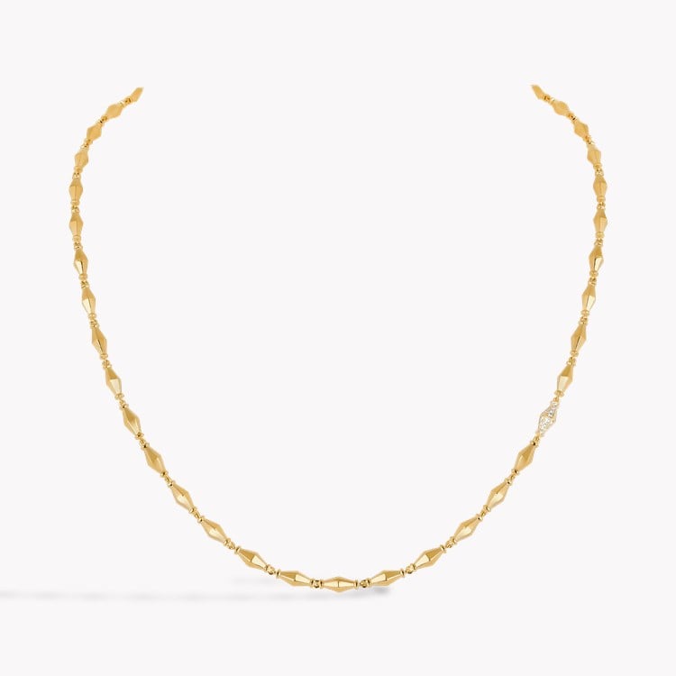 Cleopatra 0.188ct Diamond Gold Faceted Barrel Link 45cm Mini Necklace Brilliant Cut, Pavé Set_1