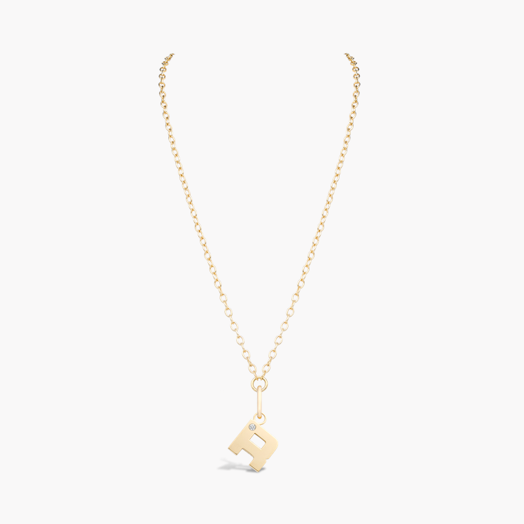 Letter R Diamond Pendant Charm Brilliant Cut, Rubover Set_2